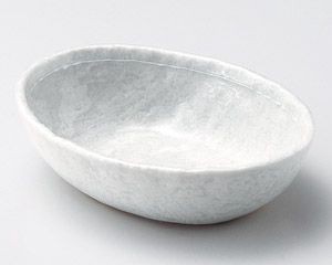 オフケ白ライン4.5楕円鉢【日本製　美濃焼】