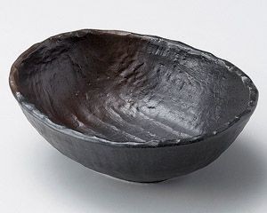 黒備前楕円小鉢【日本製　美濃焼】