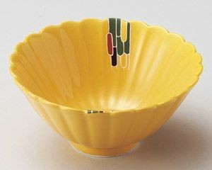 黄釉三彩菊形小鉢【日本製　美濃焼】