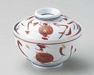 手描赤絵菊円菓子碗【日本製　美濃焼】