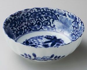 藍染唐草6.8鉢【日本製　美濃焼】