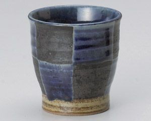 藍市松焼酎カップ【日本製　美濃焼】