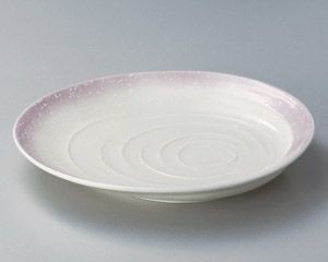 ピンク白吹波紋9寸皿【日本製　美濃焼】
