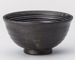 黒土六兵衛丸茶碗【日本製　美濃焼】