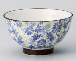 マーガレットブルー茶碗【日本製　美濃焼】