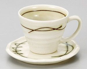 緑線コーヒー碗と受皿【日本製　美濃焼】