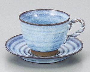 白均窯縄手コーヒー碗と受皿【日本製　美濃焼】