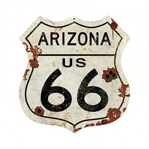 【スティールサイン】【ルート 66 ＆ ストリート】Arizona US 66 Shield Vintage Plasma