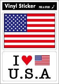 FIL-09/国旗ステッカー/U.S.A・アメリカ・アメリカ合衆国/2枚セット