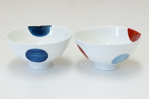 二色丸紋 丸飯碗  飯碗 茶付 お茶碗 波佐見焼 日本製 茶碗