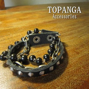 【まとめ買い特価】TOPANGA　Accessories　3連ミックスブレスレット  牛革/メンズ/スタッズ/クール/ブレス