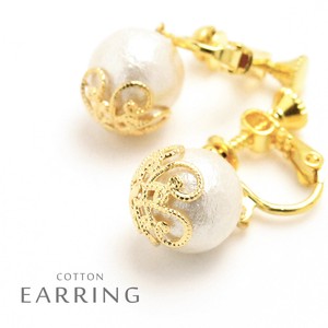 Clip-On Earrings Gold Post Cotton Made in Japan