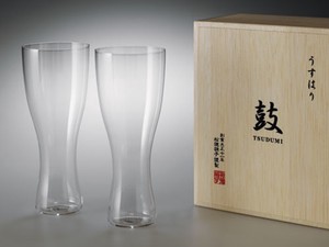 Beer Glass Usuhari Glass with Wooden Box