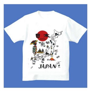 FJK 日本 お土産 Tシャツ 浮世絵 地図舞妓 Lサイズ （ホワイト）T-006-L