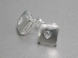 Pierced Earrings Silver Post Cubic Zirconia sliver Jewelry