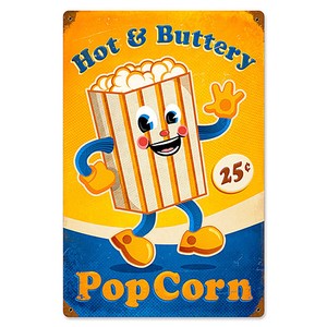 【スティールサイン】【フード ＆ ドリンク】Popcorn Man PT-PTS-056