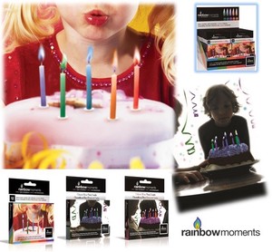 カラーフレーム パーティーキャンドル『rainbow moments』（12本セット）色つき炎のろうそくです♪