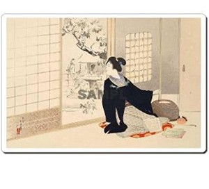 日本 (Japan) 浮世絵 (Ukiyoe) マウスパッド 11004 水野年方 - 今様美人 十二 雪見