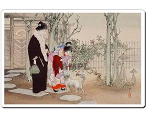 日本 (Japan) 浮世絵 (Ukiyoe) マウスパッド 11006 水野年方 - 三井好都のにしき 愛犬