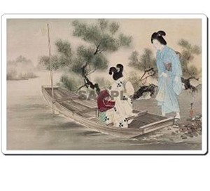 日本 (Japan) 浮世絵 (Ukiyoe) マウスパッド 11008 水野年方 - 三井好都のにしき 紅葉狩