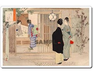 日本 (Japan) 浮世絵 (Ukiyoe) マウスパッド11011 水野年方 - 茶の湯日々草 帰るところの図