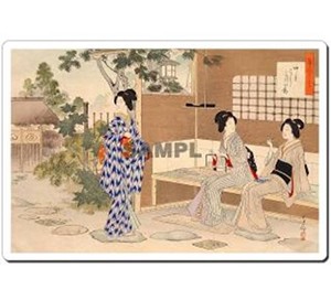日本 (Japan) 浮世絵 (Ukiyoe) マウスパッド 11014 水野年方-茶の湯日々草 中立こしかけの図