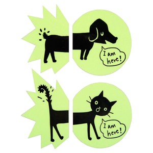 シール堂 日本製 ウォールステッカー Wall art dog & cat スイッチサイズ（蓄光タイプ）
