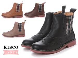 Ankle Boots Cattle Leather Plaid Genuine Leather
