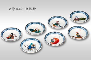 Kutani ware Small Plate The Seven Deities Of Good Fortune Assortment 3-go