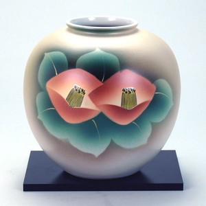 【九谷焼】 6号花瓶 赤椿