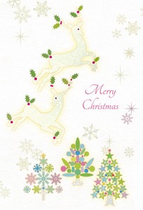 日本製　クリスマスクリアフォトフォルダカード　トナカイ　Christmas、X-mas　Christmas、X-mas