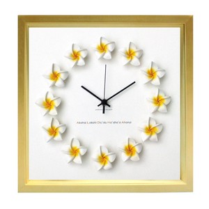 ハワイアンに人気のプルメリアを文字盤にあしらった掛け時計　FrangiPani　Clock1