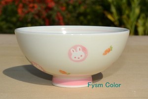 Hasami ware Rice Bowl Pink Mini Rabbit Made in Japan