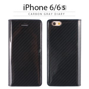 【★iPhone6/6s ケース】 手帳型 GAZE Carbon Gray Diary（カーボングレーダイアリー）