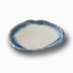 【信楽焼】藍染　16cm変形皿