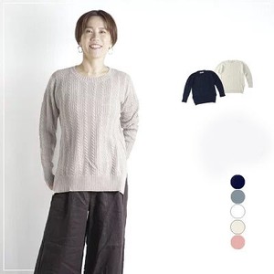 Sweater/Knitwear Crew Neck Knitted Cotton Ladies'