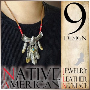 Leather Chain Necklace Feather Men's