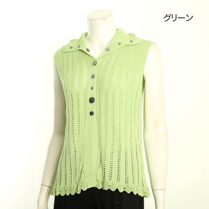 ”日本製”透かしリヴ編みノースリーブジレ