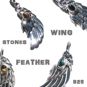 Gemstone Pendant sliver Pendant Feather