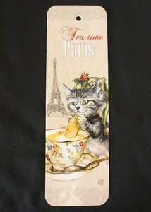 【 セブリーヌ ☆ フランス製 ブックマーク 】 Paris Tea time パリ 猫 キャット しおり ブックマーカー