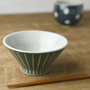 手しごと 13cm富士山型茶碗 みどり 十草[H161][日本製/美濃焼/和食器]