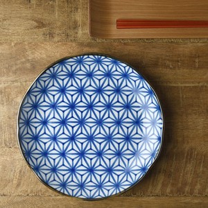 和ごころ 24.5cm丸皿 アサノ葉 日本の伝統模様[日本製/美濃焼/和食器]
