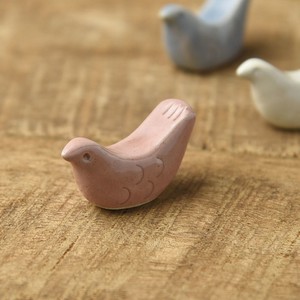 土作りの小鳥箸置き ピンク[日本製/美濃焼/和食器]