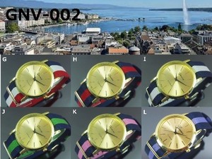 ★日本メーカームーブ★　GENEVAユニセックス腕時計　NATOナイロンベルト　リボンカラー　3本ライン
