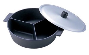 アルミ鍋のなべ　三槽式フッ素加工（蓋付）