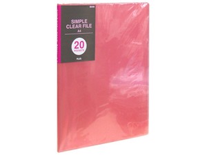 Store Supplies File/Notebook Plastic Sleeve Pink Folder