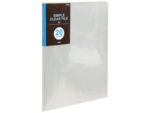 Store Supplies File/Notebook Plastic Sleeve Folder Clear