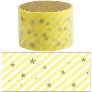 【マスキングテープ30mm slant star_yellow】星型 ストライプ 雑貨 手帳