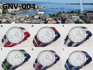 ★日本製ムーブ　電池寿命3年★　GENEVAユニセックス腕時計　NATOナイロンベルト　リボンカラー　3本ライン
