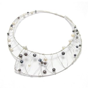 Pearls/Moon Stone Silver Chain Necklace sliver